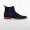 Handmade Men's Ankle High Suede Navy Blue Chelsea Boot - leathersguru