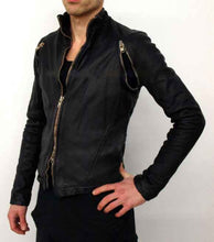 Load image into Gallery viewer, MEN ZIPPERED ARMPITS WASHED LAMB LEATHER JACKET NEW
