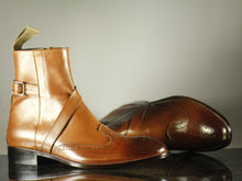 Load image into Gallery viewer, Handmade Ankle High Brown Jodhpurs Leather Boot - leathersguru
