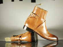 Load image into Gallery viewer, Handmade Ankle High Brown Jodhpurs Leather Boot - leathersguru
