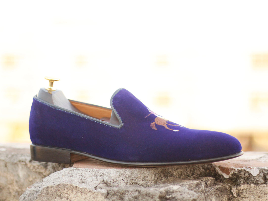 Stylish Blue Suede Loafer Shoes,For Men's Oxford Shoes