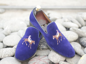 Stylish Blue Suede Loafer Shoes,For Men's Oxford Shoes