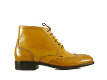 Load image into Gallery viewer, Ankle Lace Up Boot Mustard Colour Wing Tip Style For Men&#39;s
