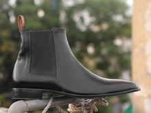 Load image into Gallery viewer, Bespoke Ankle High Black Chelsea Leather Boot - leathersguru
