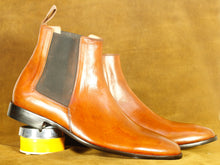 Load image into Gallery viewer, Handmade Brown Leather Chelsea Ankle Boot, Men&#39;s Formal Boot
