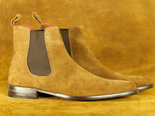 Load image into Gallery viewer, Handmade Brown Chelsea Ankle High Suede Boot, Men&#39;s Oxford Boot
