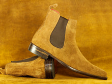 Load image into Gallery viewer, Handmade Brown Chelsea Ankle High Suede Boot, Men&#39;s Oxford Boot
