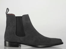 Load image into Gallery viewer, Bespoke Ankle High Black Chelsea Suede Boot - leathersguru
