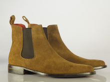 Load image into Gallery viewer, Handmade Ankle Brown Chelsea Suede Boot For Men,s - leathersguru
