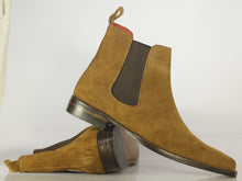 Load image into Gallery viewer, Handmade Ankle Brown Chelsea Suede Boot For Men,s - leathersguru
