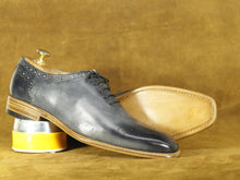 Load image into Gallery viewer,  Bespoke Grey Brogue Lace Up Shoes, Men&#39;s Dress Shoes
