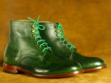 Load image into Gallery viewer, Bespoke Ankle Green Lace Up Boots, Men&#39;s Fashion Boot
