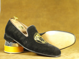 Stylish Black Suede Loafer Shoes,Men's Oxford Shoes