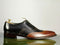 Handmade Brown Black Leather Zipper Shoes For Men's Party Shoes