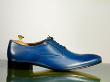 Load image into Gallery viewer, Bespoke Lace Up Blue Stylish Brogue Toe Leather Shoes For Men&#39;s
