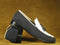 Bespoke Men's Black White Cotroy Leather Loafer Tussle Stylish Shoes,