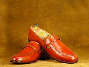 Men's Burgundy Penny Loafer Leather Shoes,Handmade Party Shoes