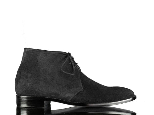 Hand Painted Black Suede Chukka Boot,Men's Stylish Boot