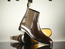 Load image into Gallery viewer, Handmade Ankle High Brown Leather Chelsea Boot - leathersguru
