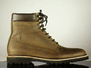 Ankle Brown Chukka Vintage Lace Up Leather Boots - leathersguru