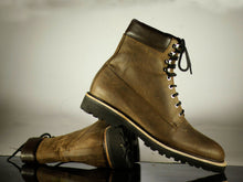 Load image into Gallery viewer, Ankle Brown Chukka Vintage Lace Up Leather Boots - leathersguru
