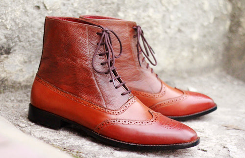 Handmade Leather Ankle High Boots