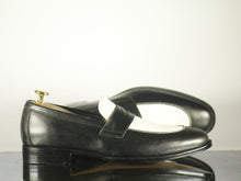 Load image into Gallery viewer, Bespoke Penny Loafer Black White Leather Shoes,Men&#39;s Dress Shoes
