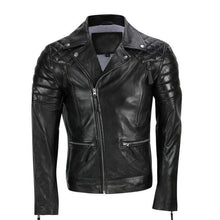 Load image into Gallery viewer, Men&#39;s Black Sheep Leather Vintage Style Biker Fashion Casual Leather Jacket - leathersguru
