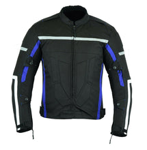 Load image into Gallery viewer, MOTORCYCLE ARMORED BIKERS HIGH PROTECTION WATERPROOF JACKET BLACK BLUE
