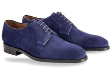 Load image into Gallery viewer, Handmade Blue Suede Derby Lace Up Shoe - leathersguru
