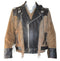 Men 1980's Cowboy Suede Leather Black Beige Jacket ,Cowboy Suede Fringe Jacket - leathersguru