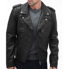 Load image into Gallery viewer, Handmade Men&#39;s Black Color Biker Leather Stylish Jacket - leathersguru
