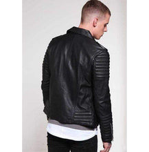 Load image into Gallery viewer, Men&#39;s Padded Black Motorcycle Fashion Leather Jacket, Men Winter Fashion Jacket - leathersguru
