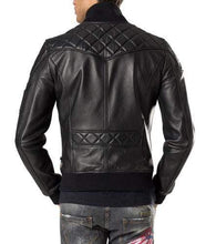 Load image into Gallery viewer, Men Black Trendy Bomber Leather Biker Jacket Men Designer Fashion Highway Jacket - leathersguru
