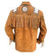 Men Brown Eagle Beads Western Cowboy Suede Leather Tan Jacket, Fringes Jacket - leathersguru