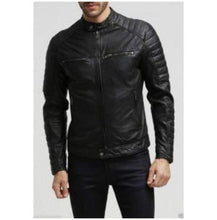 Load image into Gallery viewer, Men&#39;s Fashion Black Leather Jacket Men&#39;s Motorcycle Leather Jacket Biker Jacket - leathersguru
