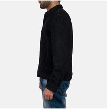 Load image into Gallery viewer, Men&#39;s Genuine Black Suede Leather Jacket, Men&#39;s Biker Zipper Jacket - leathersguru
