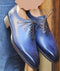 Handmade Two Tone Blue Leather Lace Up Shoe - leathersguru