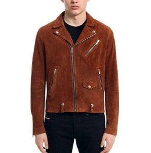 Men's Tan Brown Suede Leather Jacket, Men's Fashion Zipper Jacket - leathersguru