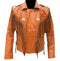 Men Tan Western Style Leather Jacket ,Cowboy Cowhide Leather Fringe Jacket - leathersguru