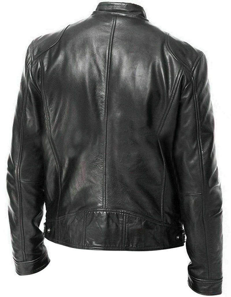 Vintage Slim fit Biker Bomber Black Leather Men Jacket - leathersguru