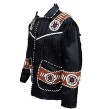 Load image into Gallery viewer, Men&#39;s Western Leather Jacket, Handmade Black Leather jacket - leathersguru
