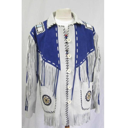 Western Suede Jacket Fringes Beads Native American Cowboy Jacket - leathersguru