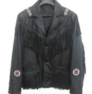 Western Leather Jacket, Black Cowboy Leather Fringe Jacket - leathersguru