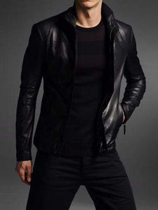 Men's slim fit leather jacket men's leather jacket,black fashion leather jacket - leathersguru