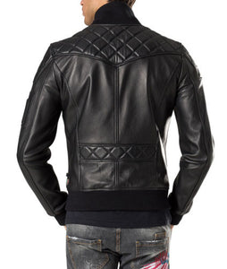 Men Black Trendy Bomber Leather Biker Jacket Men Designer Fashion Highway Jacket