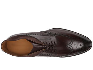 Men Dark Brown Leather Boot, Handmade Brogue Wing Tip Formal Boots