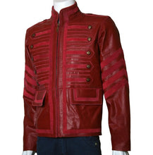 Load image into Gallery viewer, Men Maroon Military Leather Jacket Men Military Style Jacket,Leather Jacket

