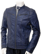 Load image into Gallery viewer, Men Navy Blue Leather Jackets Soft Lambskin Biker Style For Stylish Men
