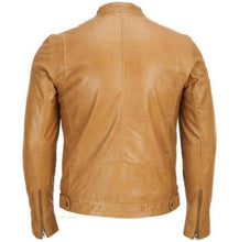 Load image into Gallery viewer, Men Style Tan Color Bomber Leather Jacket, Men Fashion Tan Color Jacket
